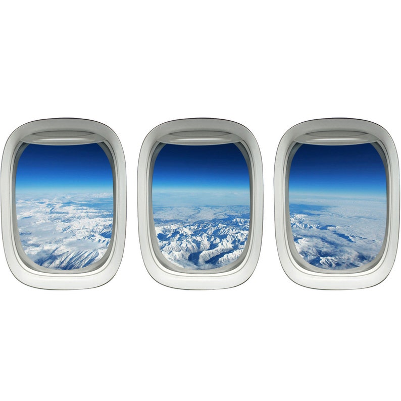 Plane Window Decals Airplane Porthole Snowy Mountains Wall Art Etsy