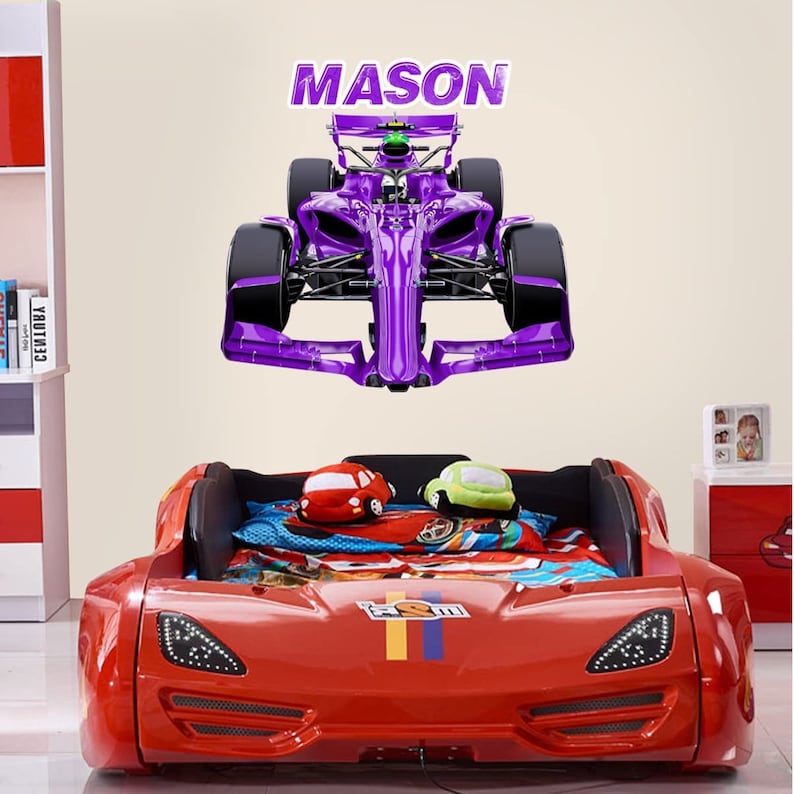 Custom Race Car Wall Decal Personalized Name Kids Racing Sticker VWAQ ...
