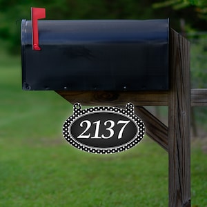 Custom Metal Large Modern House Address Plaque Numbers Sign - Personalized Reflective Polka Dots Aluminum Yard Sign (VWAQ-AS2S10)