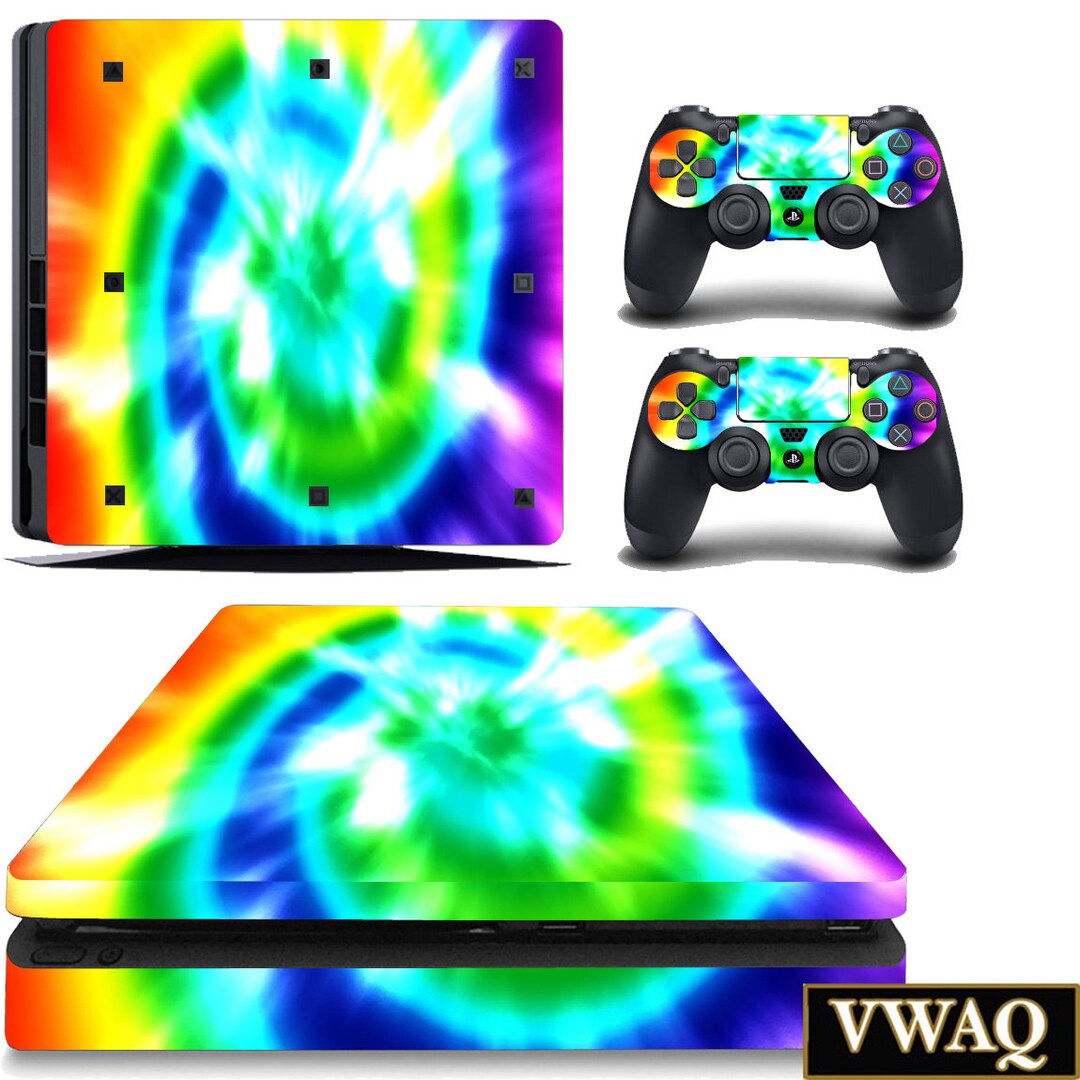 Ps4 Descolorization PS4 Slim Rainbow Skin Decal - Console and Controllers Tie Dye Skin for ...