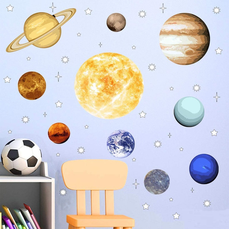 Vwaq Solar System Wall Decals Peel And Stick Planets Outer Space Universe Stickers Sol01