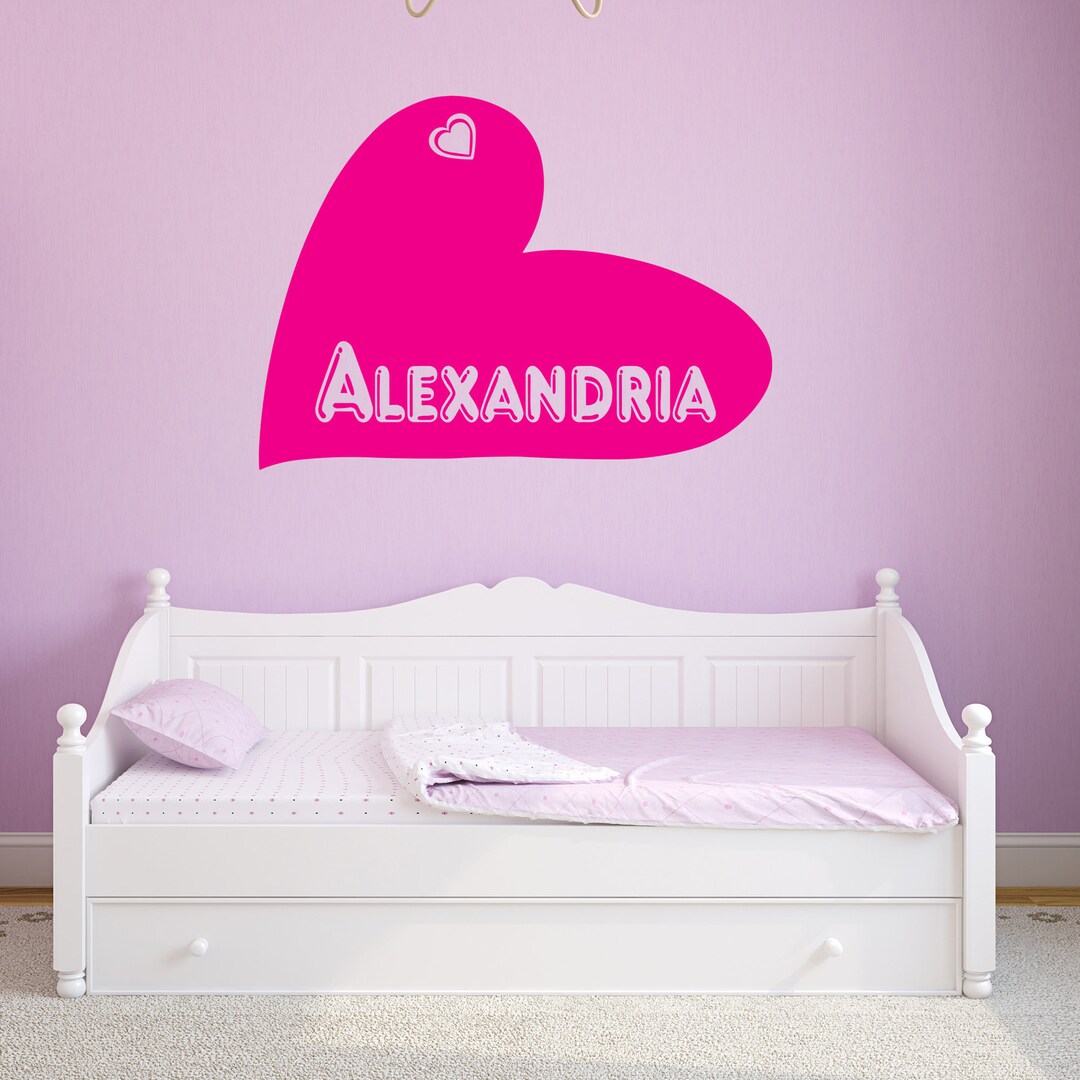 Custom Name Decal - Heart Wall Decal - Personalized Kids Name Sticker ...