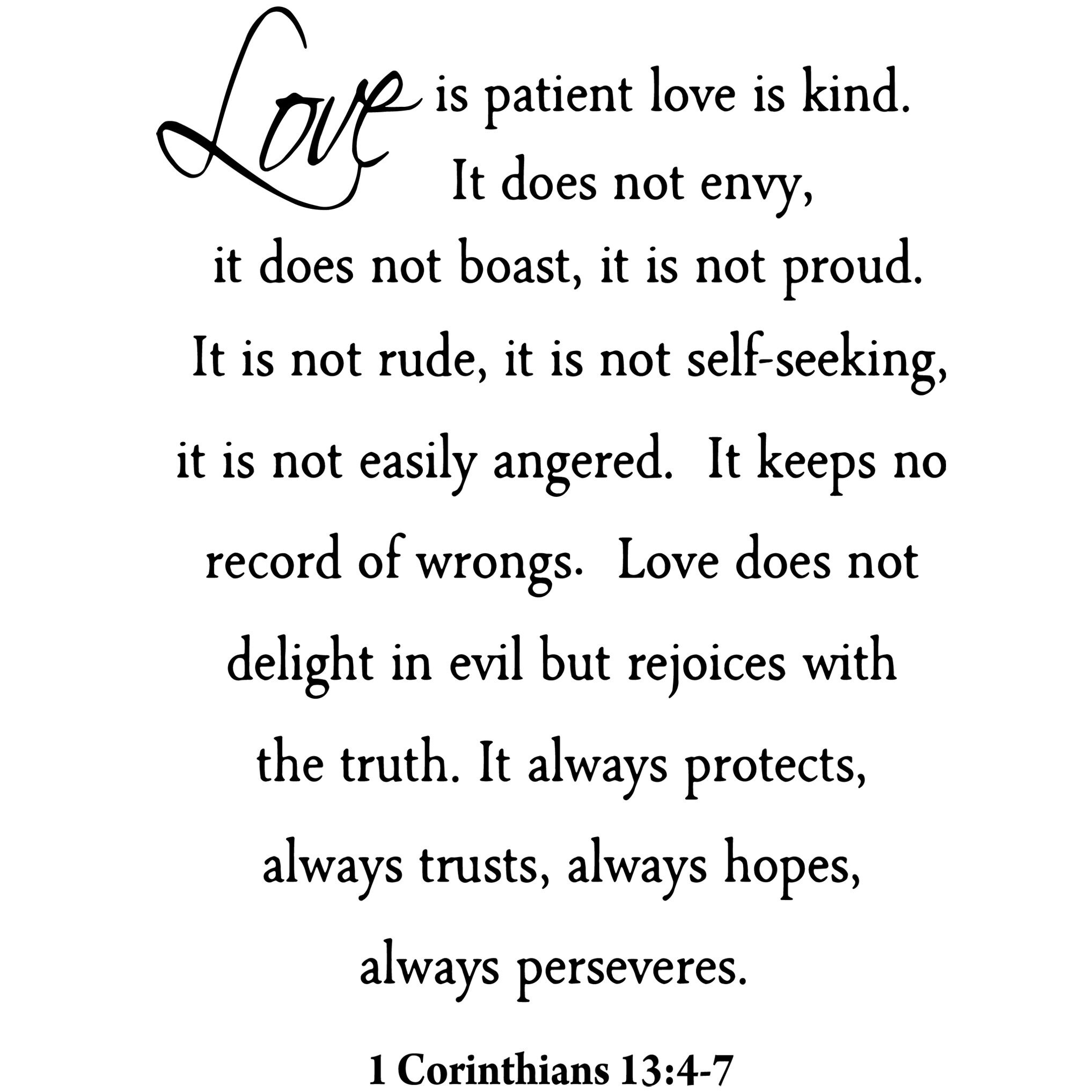 Love is Patient Love is Kind Wall Decal 1 Corinthians 1347 Etsy