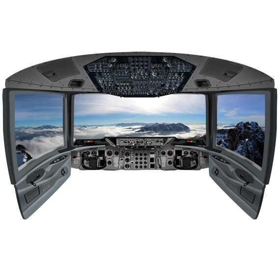 VWAQ Airplane Cockpit Wall Decal - Mountains Aerial View Sticker, 36" H X 60" W, Removable Vinyl Decor