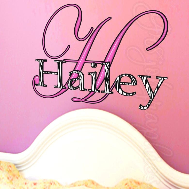 Custom Name Decal - Zebra Print Nursery Wall Decor - Personalized Girls ...