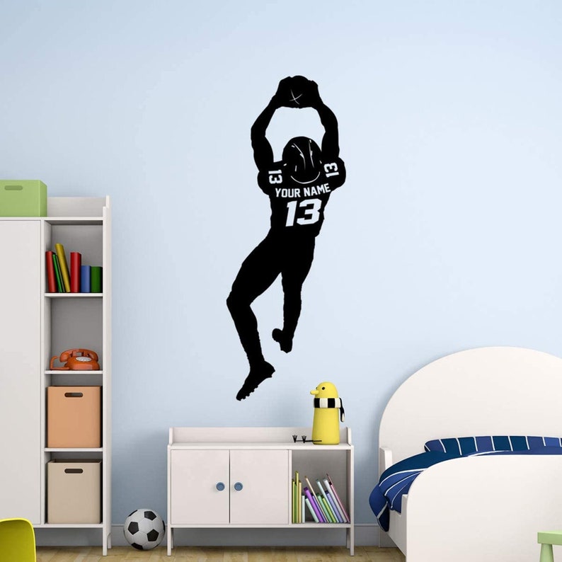 Football Wall Decal Custom Football Player Wall Decal Etsy
