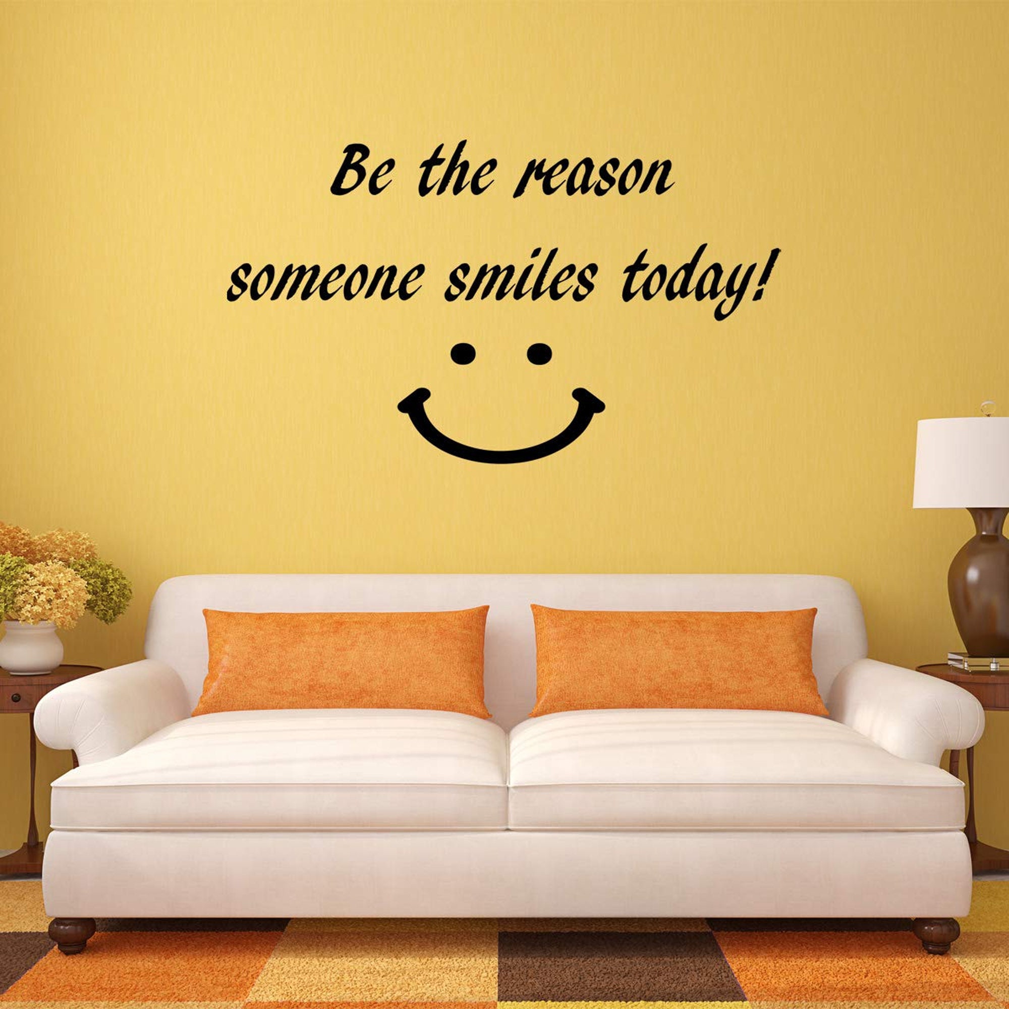 VWAQ Be The Reason Someone Smiles Today Happy Face Wall Decal - Happiness  Quotes Vinyl Decor, image size:2000x2000