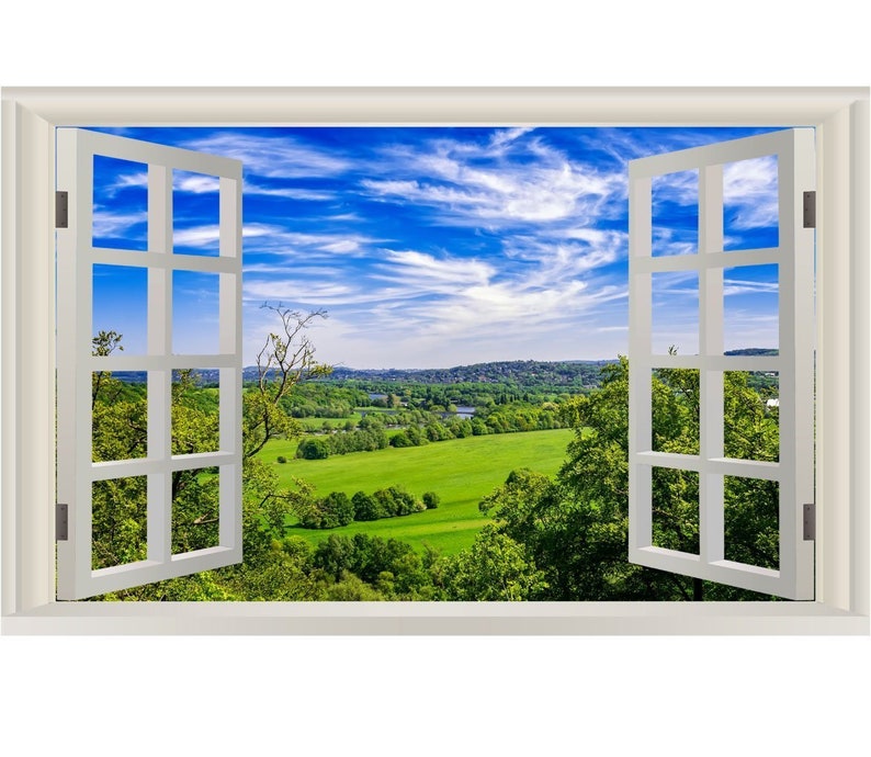 VWAQ Vinyl Nature Window Wall Decal Landscape Scenic Mural Etsy