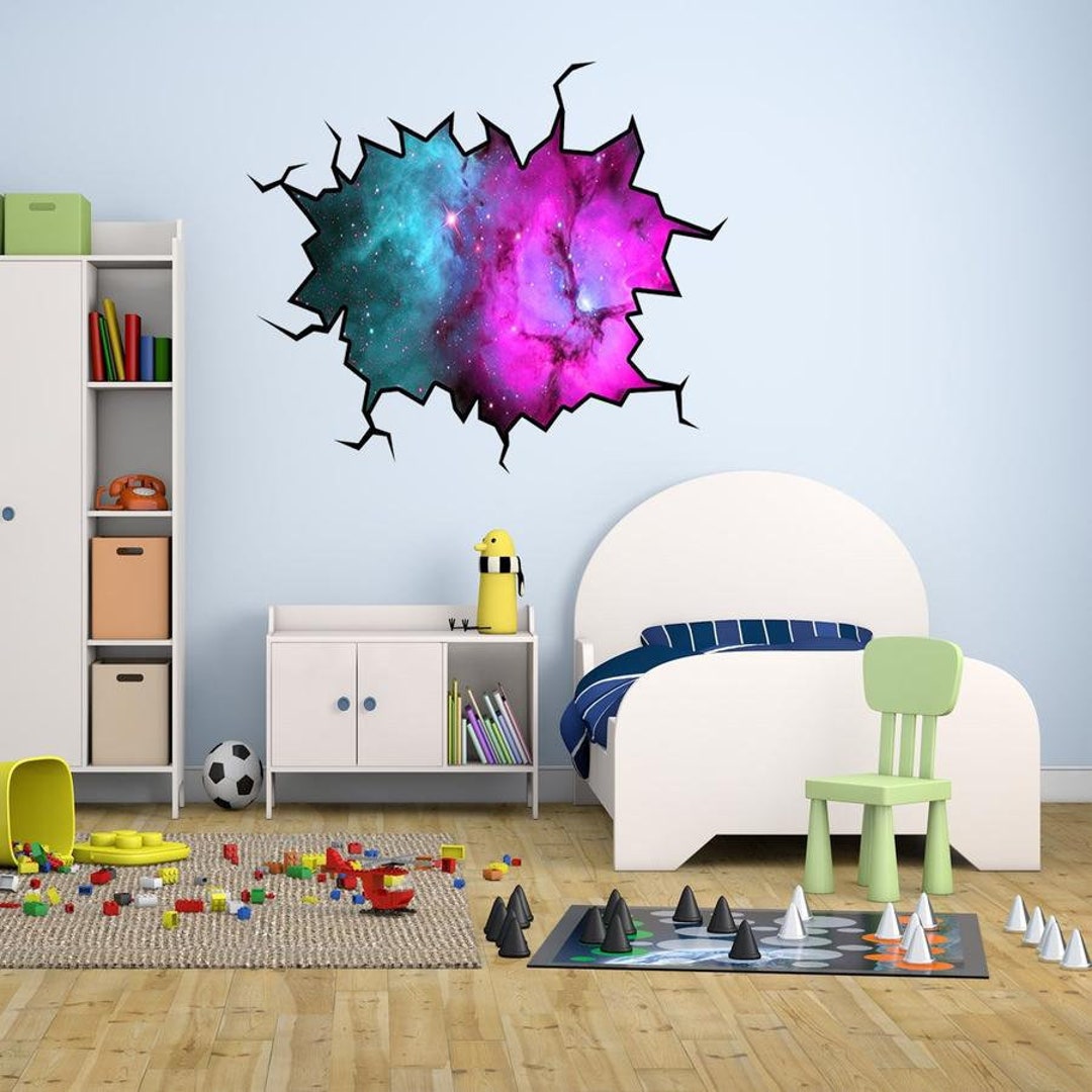 Outer Space 3D Vinyl Sticker Decal Galaxy Wall Crack in the Wall Home ...