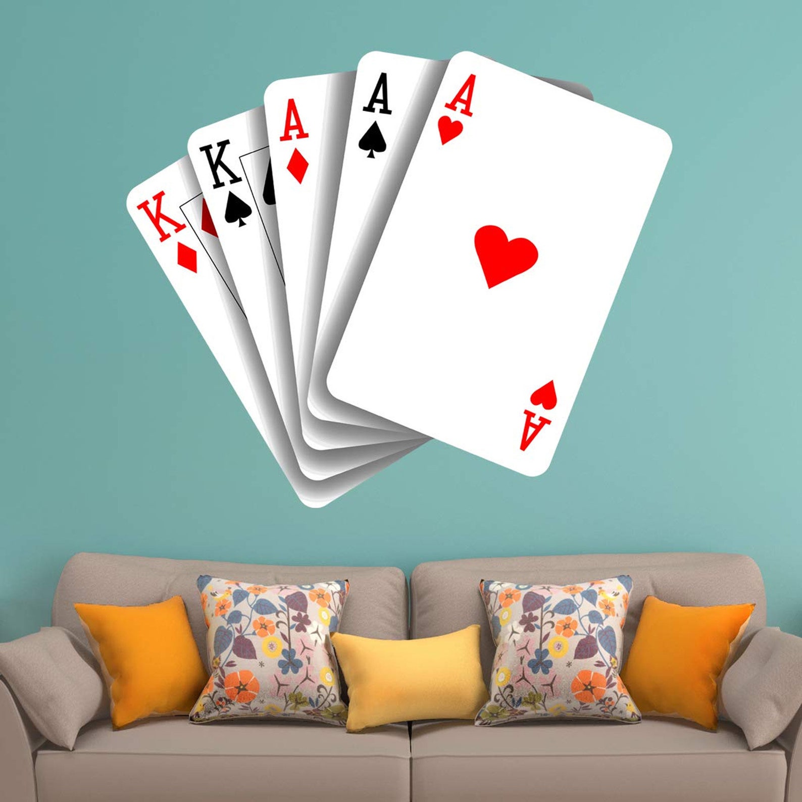 Poker Playing Cards Wall Decal - Casino Gambling Sticker Decor - VWAQ