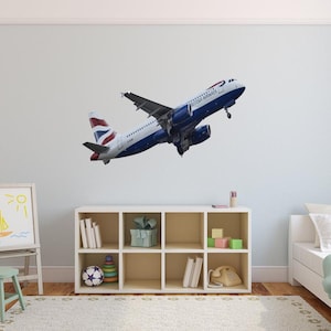 Airplane Decal - Peel and Stick Wall Decal - Aircraft kids Wall Mural - Aviation Home Decor - Reusable Fabric material - VWAQ-PAS4