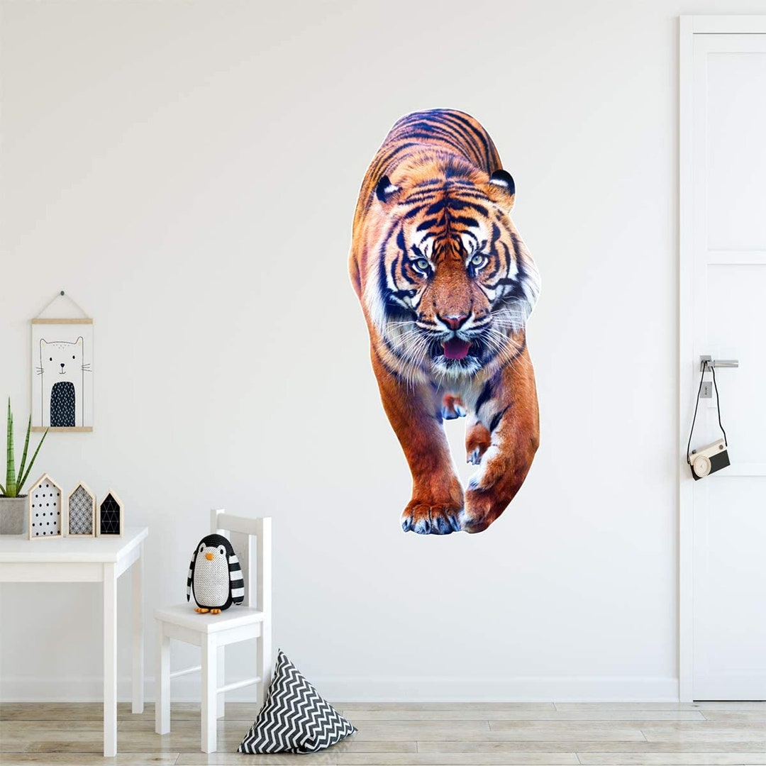 Tiger Wall Decal Kids Bedroom Peel and Stick Wild Cat Animal Sticker ...