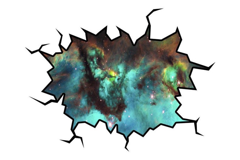 Peel and Stick 3D Wall Art Outer Space 3D Galaxy Wall Decor Vinyl Wall Sticker Deep Space Crack In The Wall Decal Home Decor VWAQ-WC6 bild 2