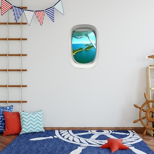 Fake WIndow Wall Decal, Pilot Gifts, Aviation Landscape Mural PW19