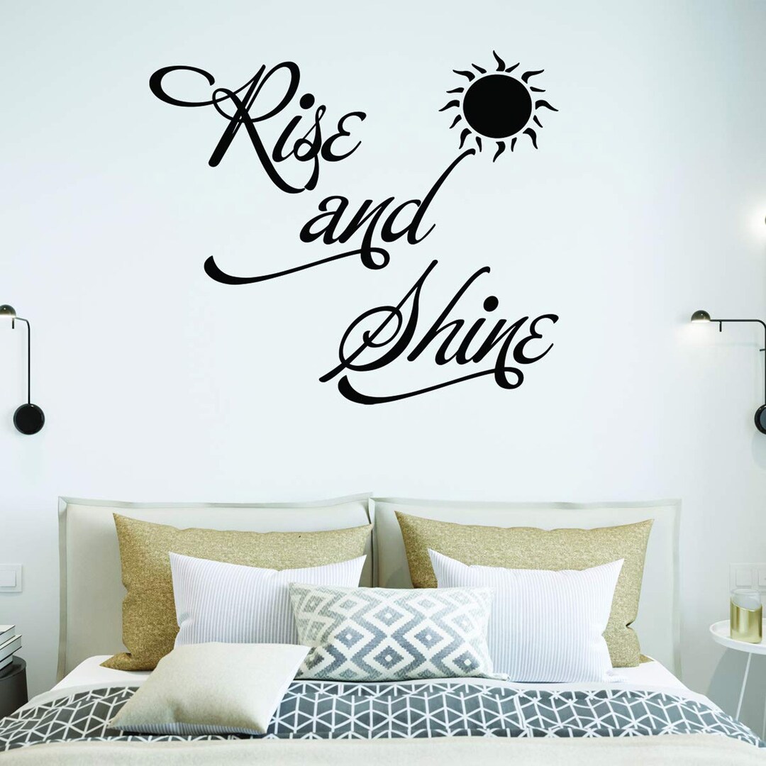 VWAQ Rise and Shine Bedroom Quotes Wall Decal Home Decorations Vinyl