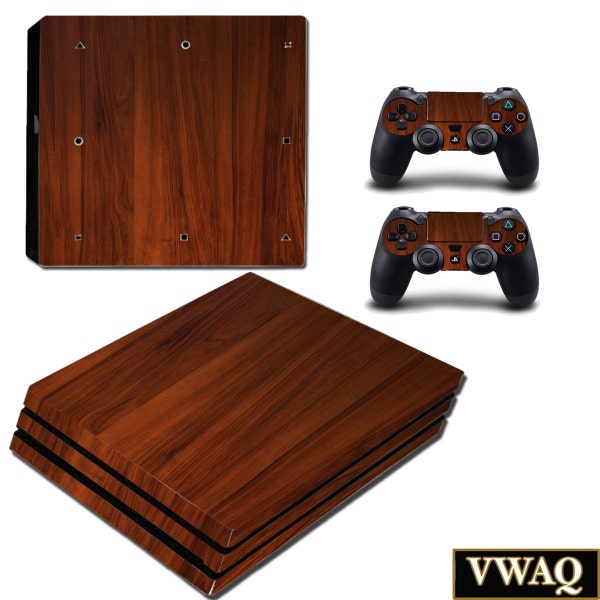 PS4 Pro Wood Skin Decal - For Console And Controllers Wood Grain Skins For Playstation 4 Pro VWAQ-PPGC4