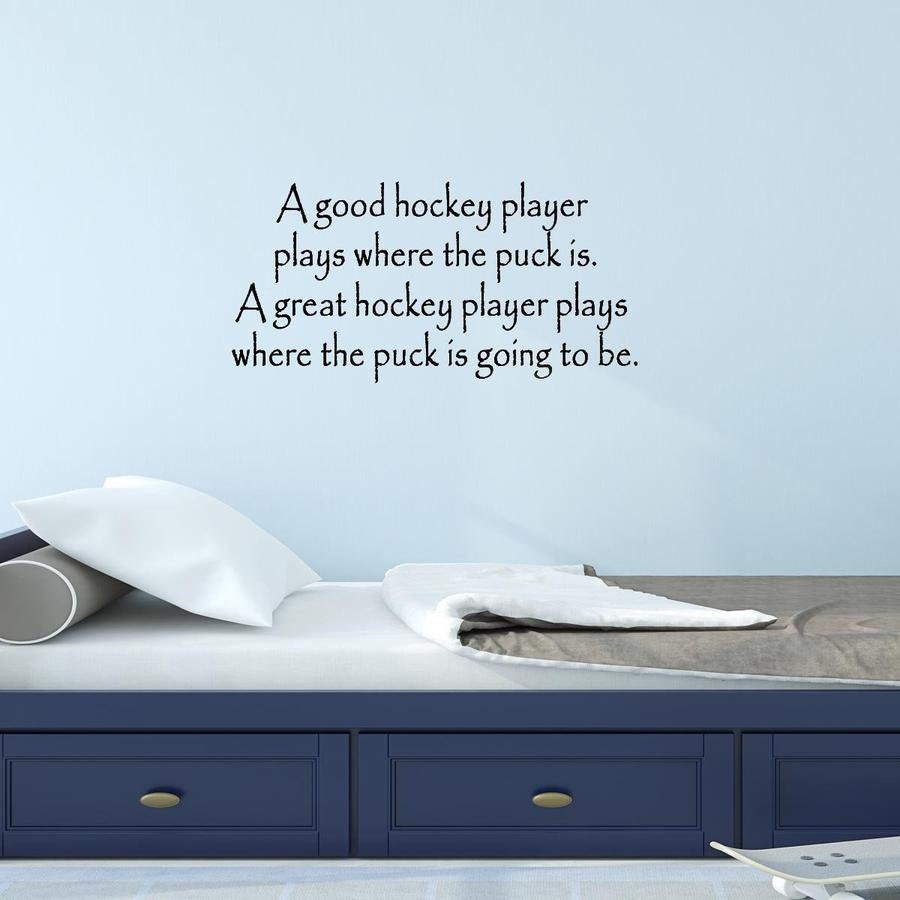 Inspirational Hockey Quote Wall Decal – “Play Where The Puck Is” Sports  Saying – Vinyl Wall Art Home Decor, image size:900x900
