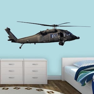 Muursticker Blackhawk-helikopter - sticker militaire helikopter - stickermateriaal herbruikbaar stof - luchtvaartdecor - VWAQ PAS20