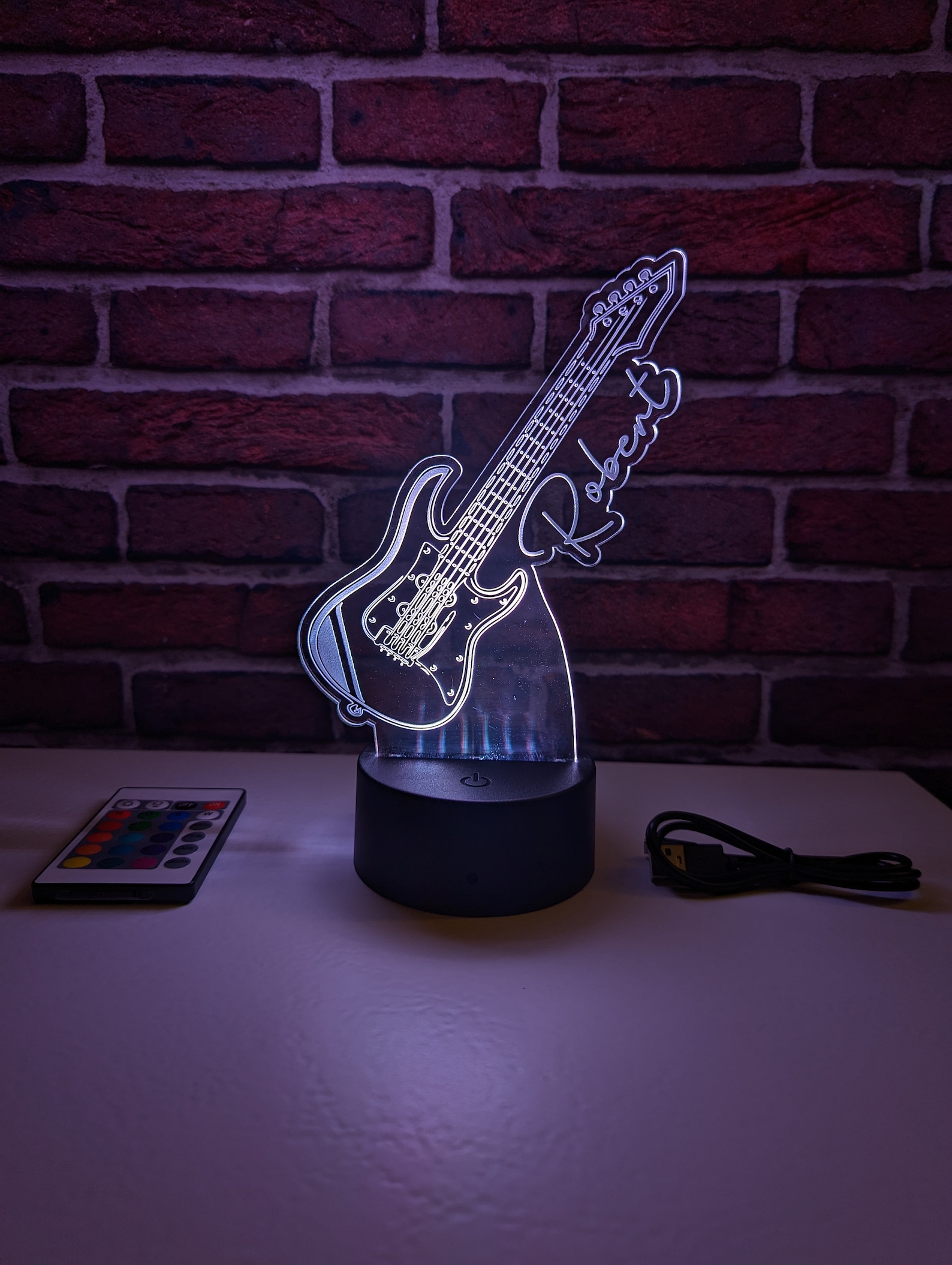 LED Name Custom Night Light up Sign - Acrylic Art Deco Lamp Bass Guitar ...