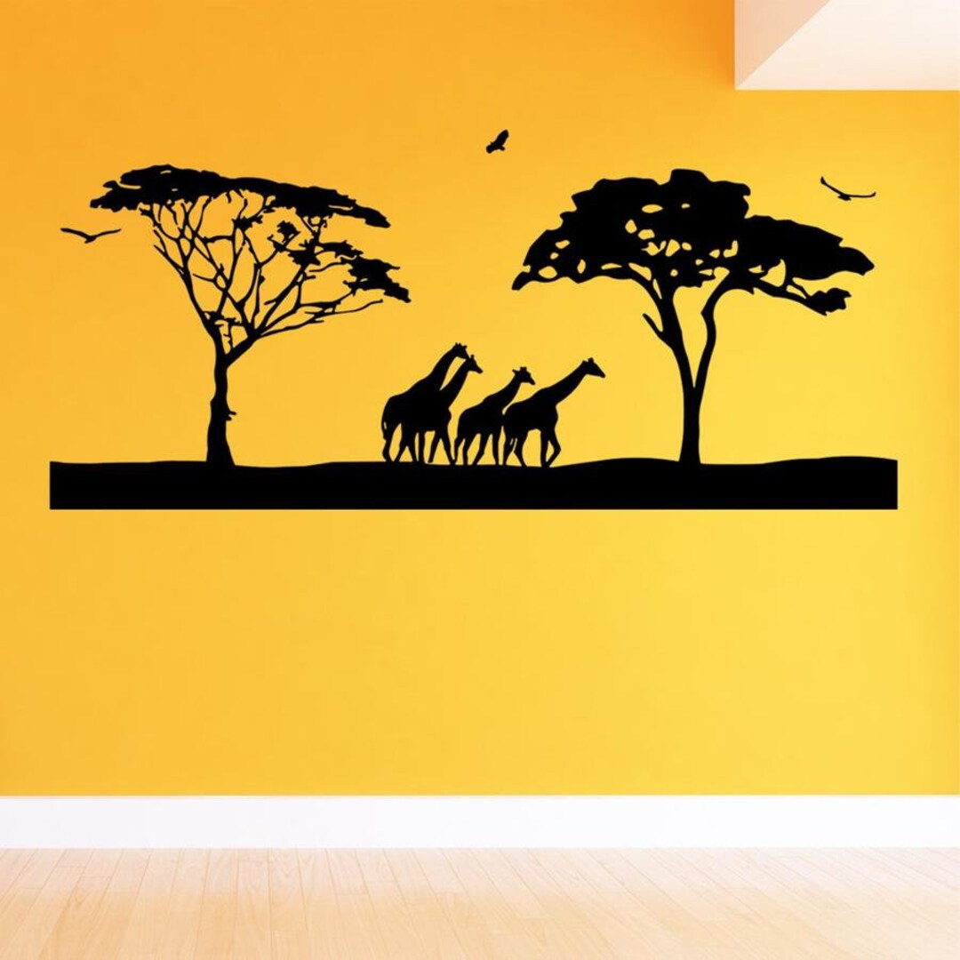 Safari Wall Decal Safari Decal African Safari Mural Scene Home Decor