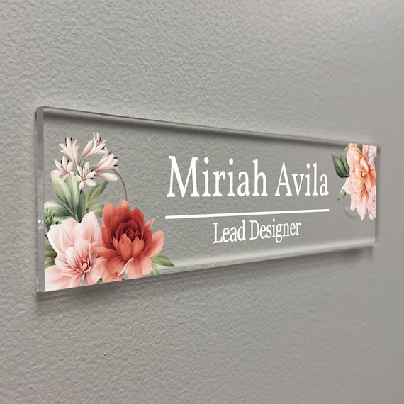 Aesthetic Decor, Office Door Name Plate Acrylic Sign for Desk or