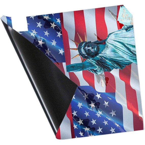 Magnetic Mailbox Cover Patriotic American Flags & Geranium Flowers  in Tin Pail 