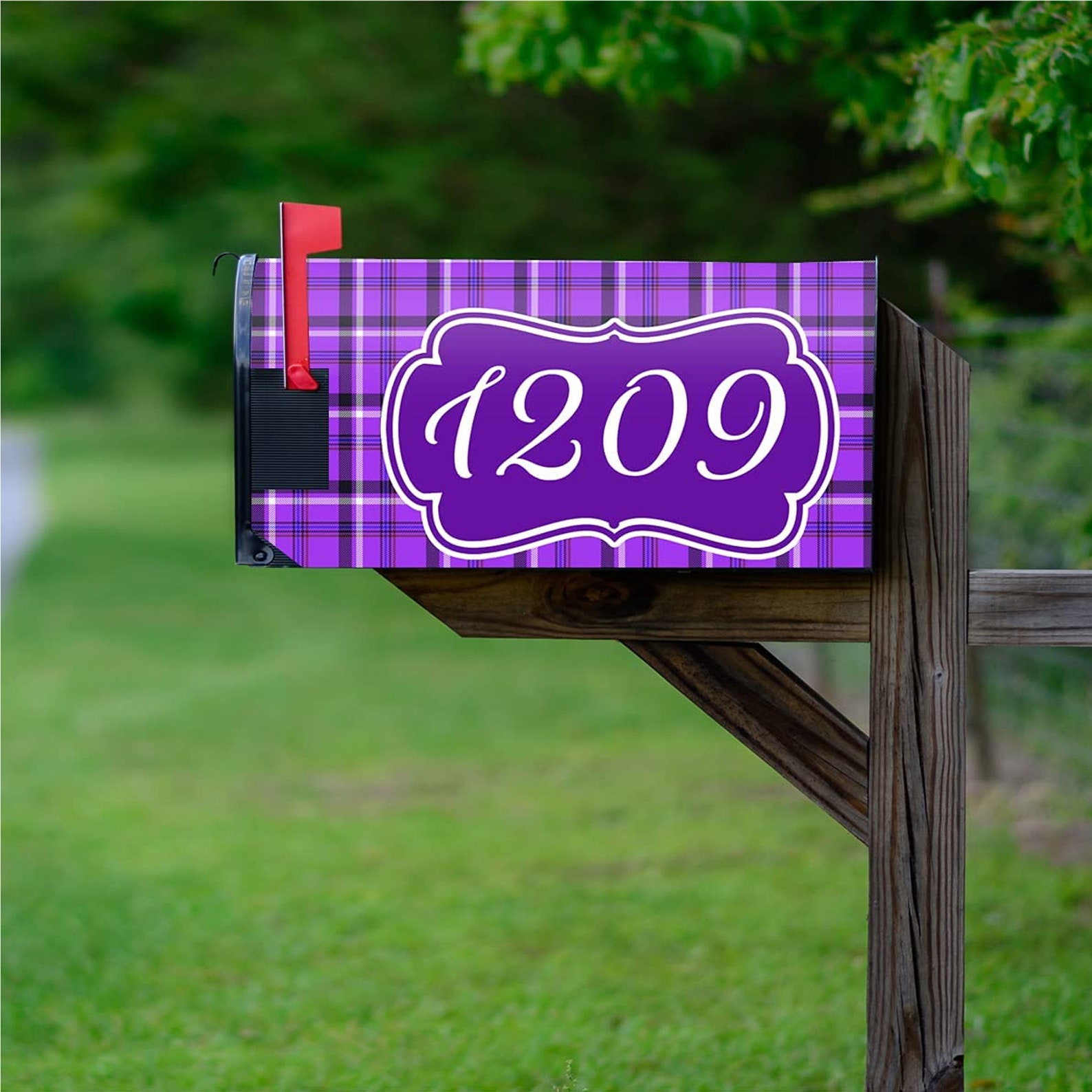 Personalized Plaid Mailbox Cover Custom Address Etsy