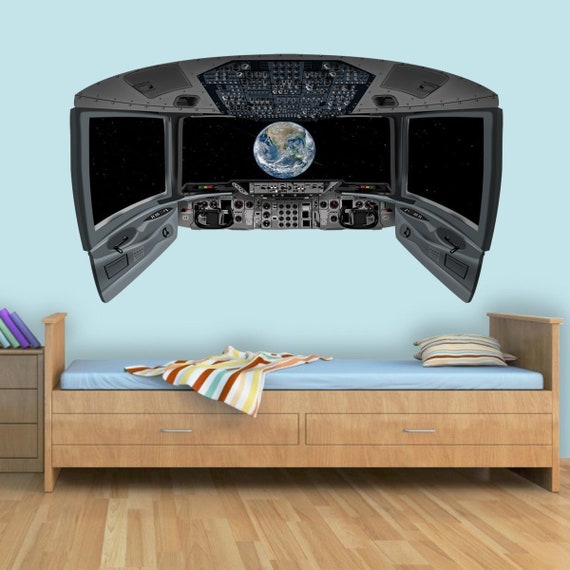 Vwaq Spaceship Cockpit Wall Mural Earth Window Sticker Cp7