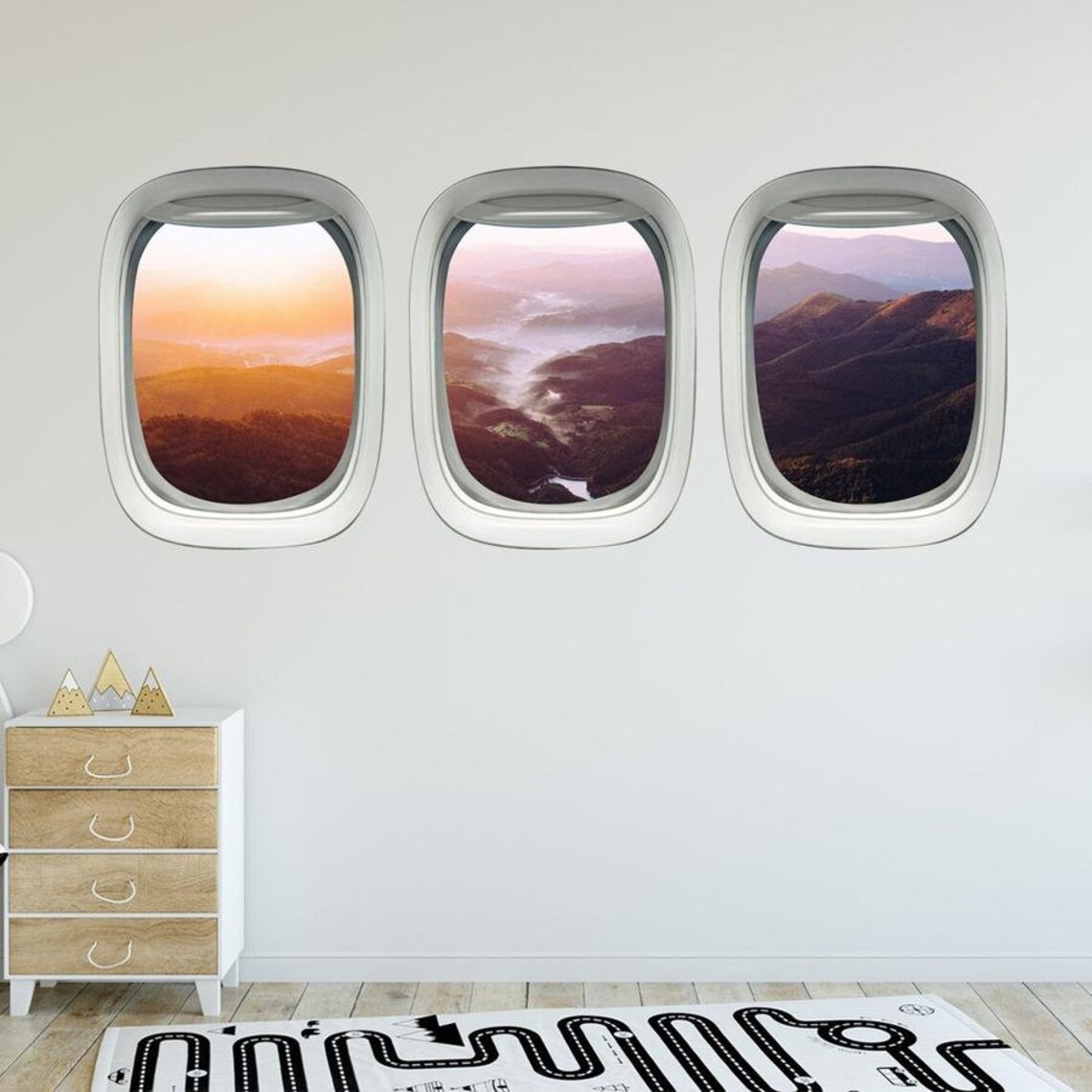Airplane Window Wall Decal Landscape View Plane Porthole Wall Etsy