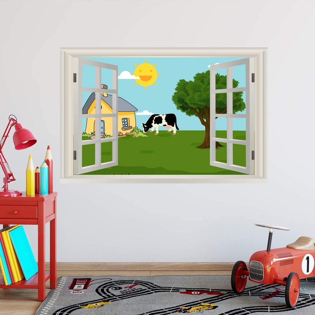 Kids Farm Wall Decal Window Sticker Nursery Murals Peel and Stick Barn ...