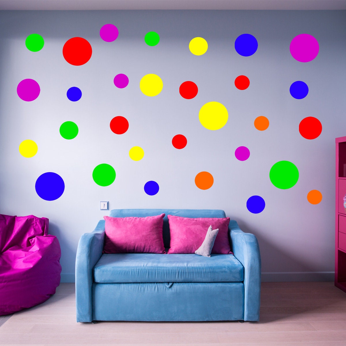 Gold Polka Dots Nursery Wall Decals Colorful Removable Sticky Dots Stickers  For Decorating Kids Bedroom –