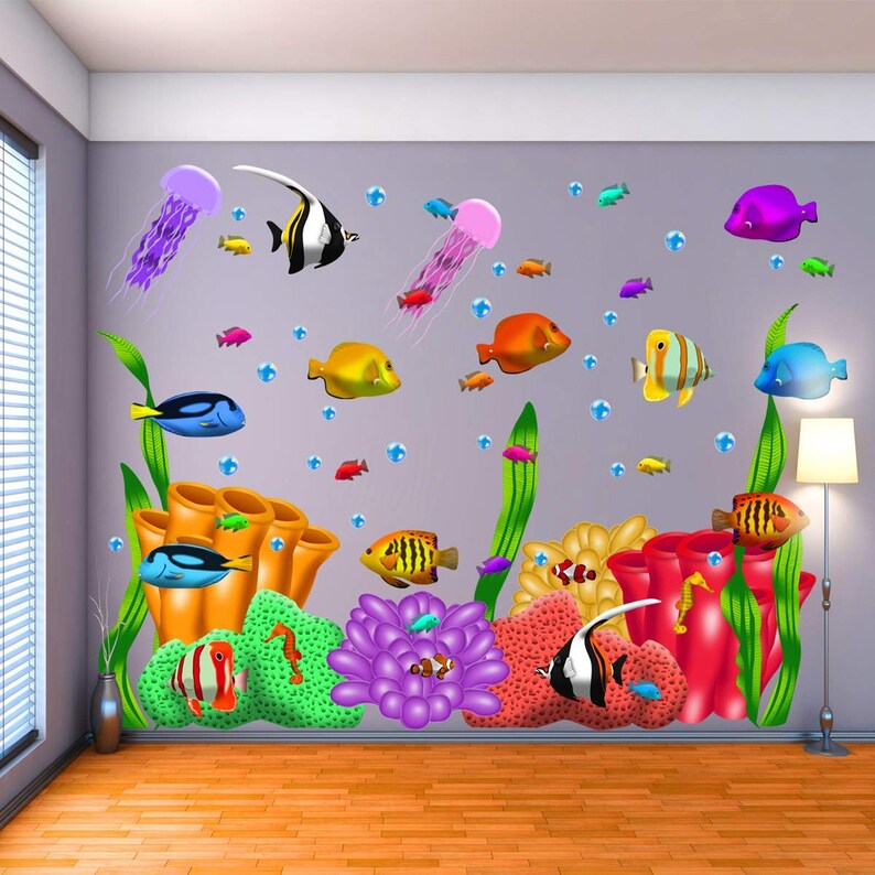 Coral Reef Kids Wall Decals Under The Sea Peel and Stick Etsy