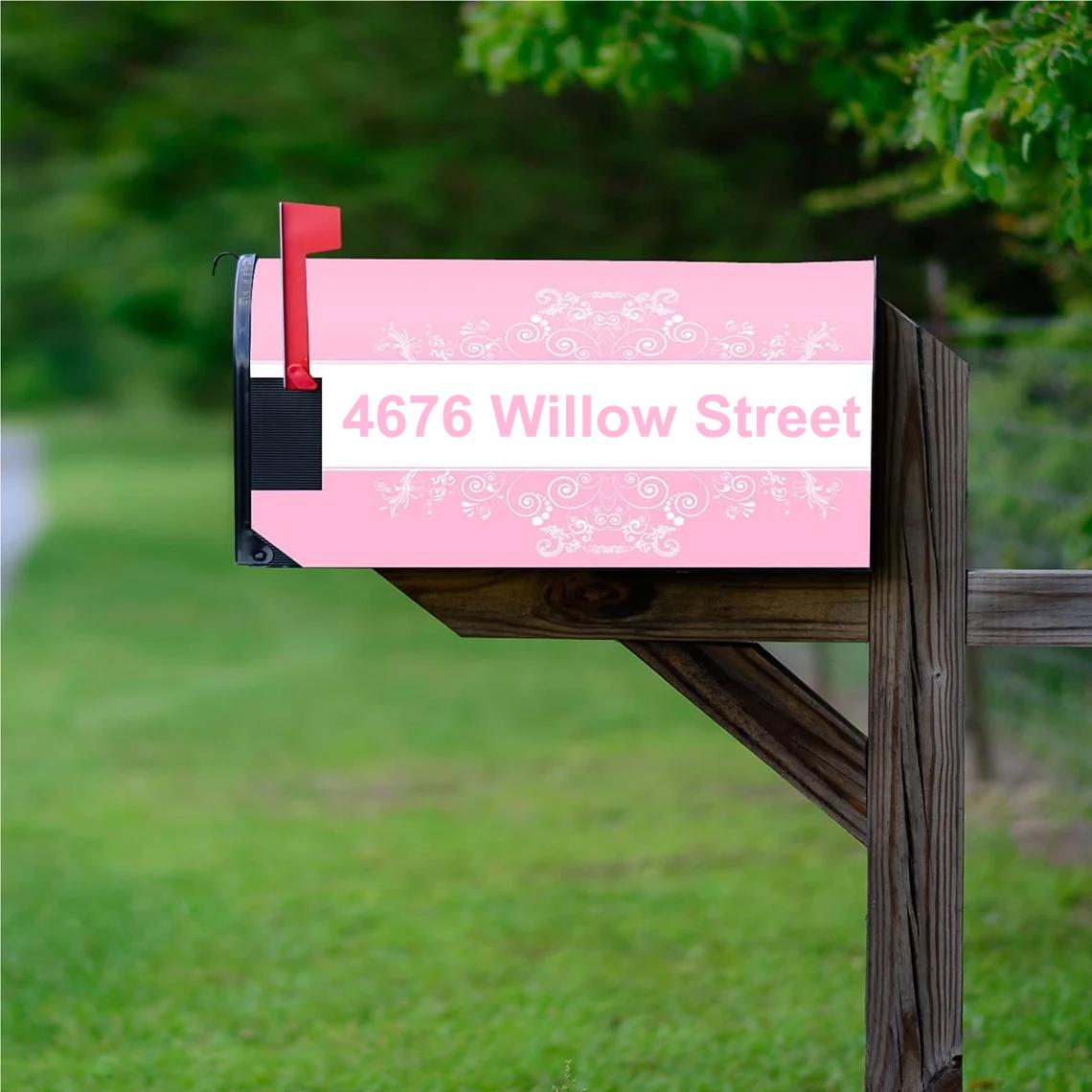 VWAQ Personalized Floral Mailbox Magnetic Cover – Custom Address, 25.5”H X 20.75”W, Blue