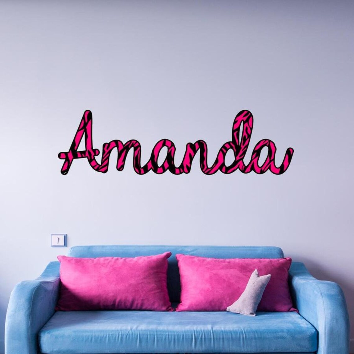 Custom Name Decal Zebra Print Wall Art Sticker - VWAQ ZN2 - Etsy