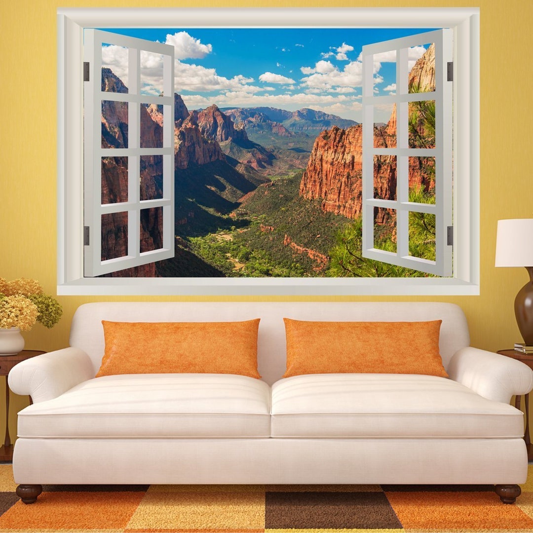 VWAQ Landscape Peel and Stick 3D Wall Mural - Zion National Park Vinyl ...