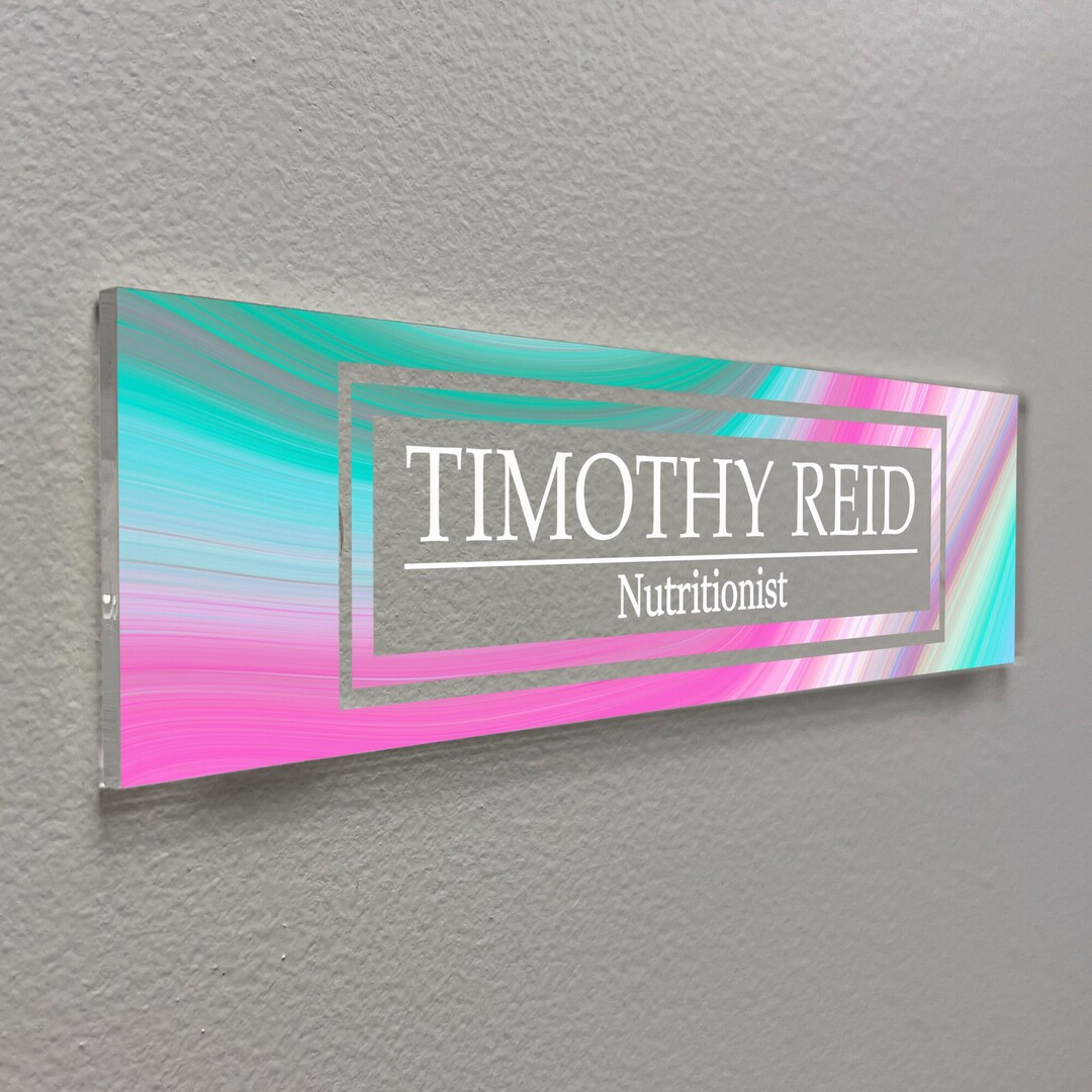 Acrylic Office Door Name Plate – Marble Design Desk or Wall Sign ...