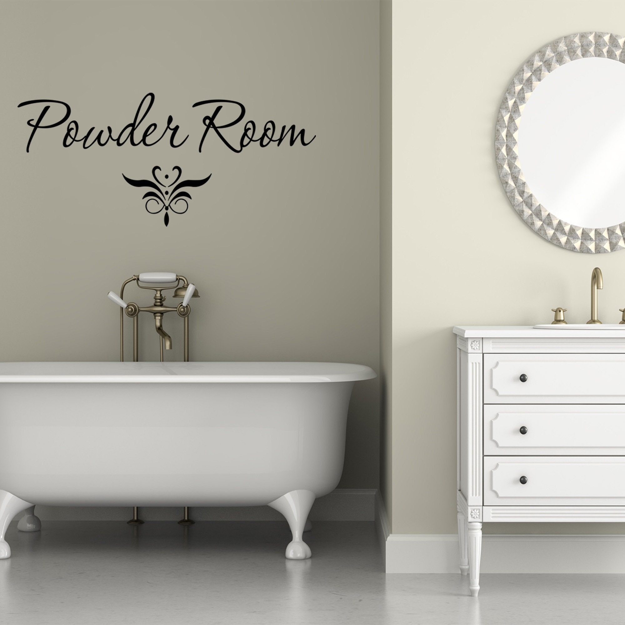 Powder Room Vinyl Wall Decal Bathroom Decor Mirror Quotes Etsy UK