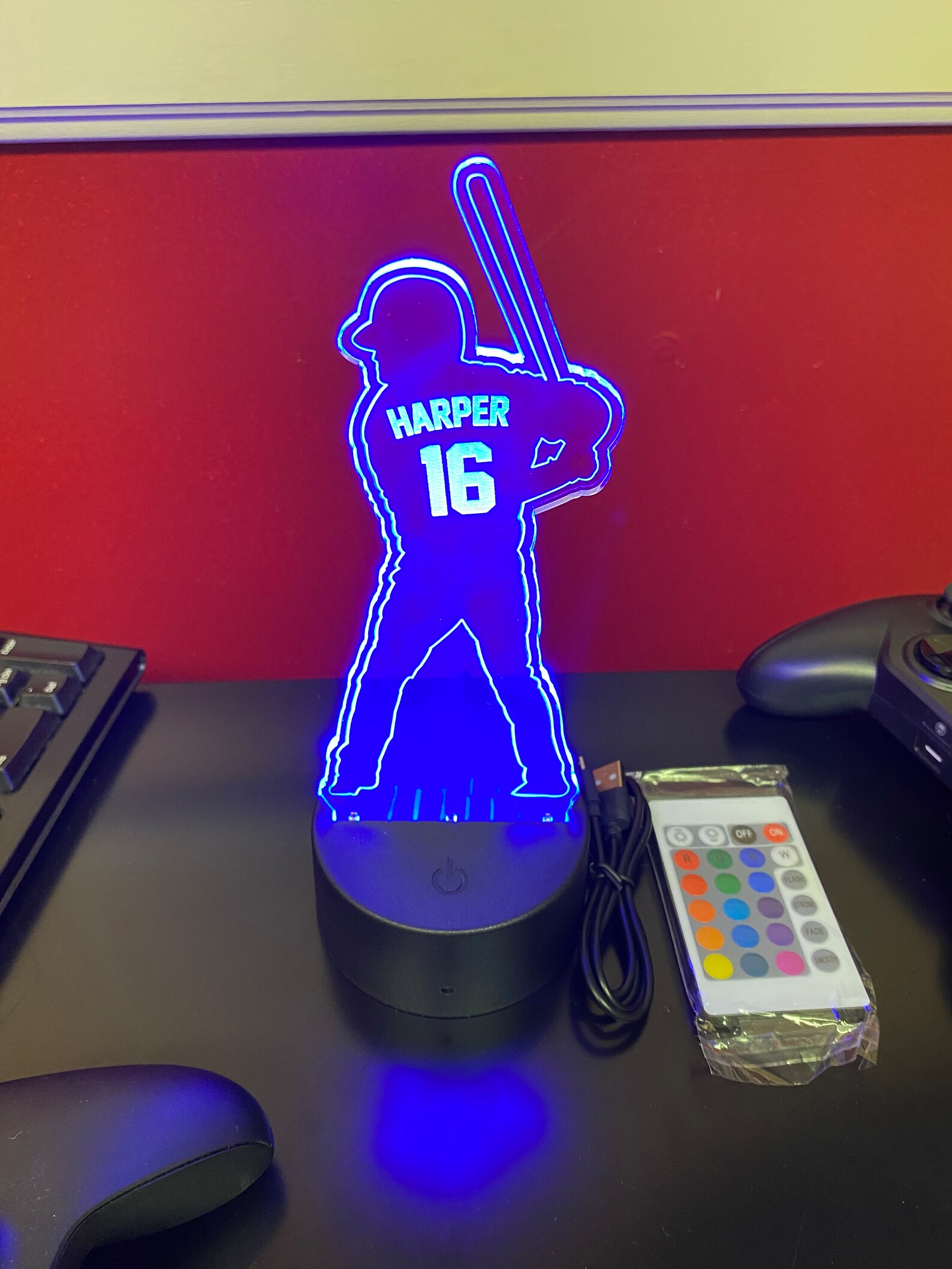 Personalized LED Lamp Name Baseball Night Light up Sign - Edge Lit ...
