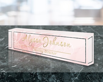 Personalized Name Plate for Desk | Clear Acrylic Glass art | Custom Office Decor Nameplate Sign | Personalized Gift (VWAQ-ACS71)