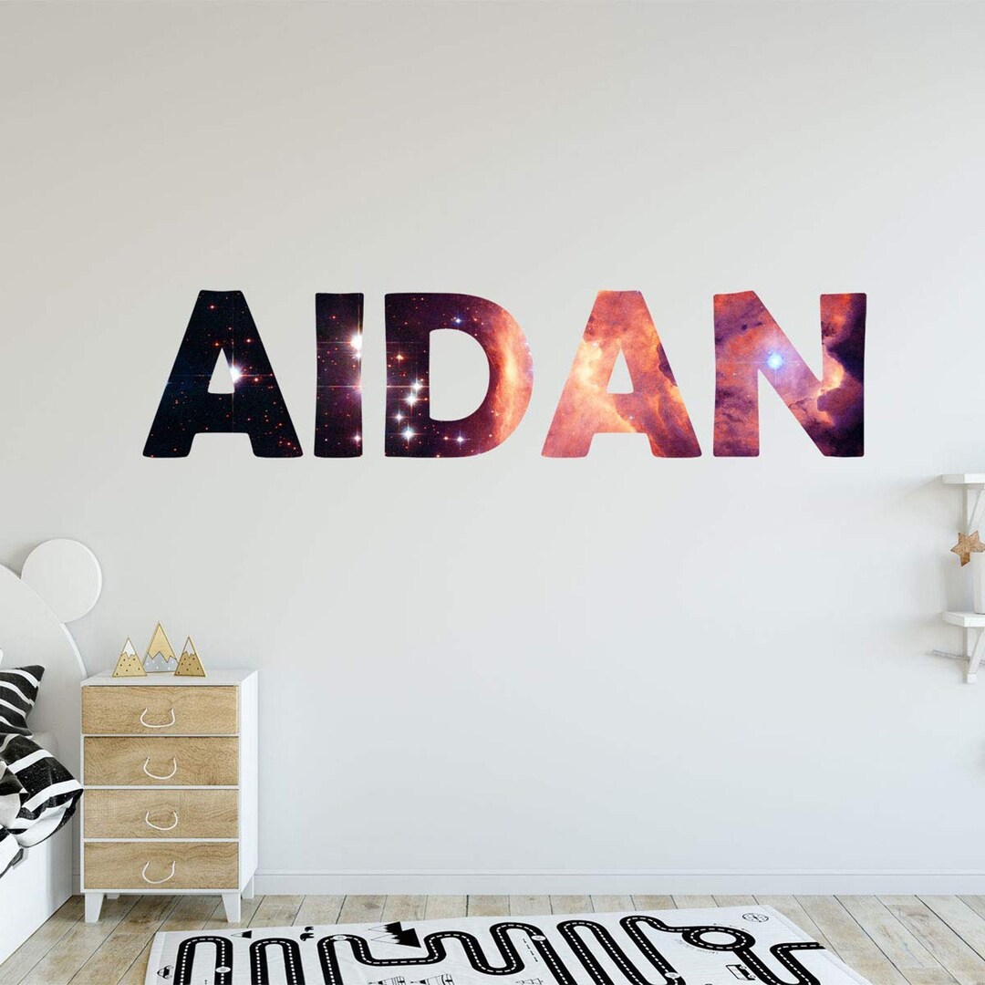 Custom Name Space Wall Decal Personalized Kids Room Galaxy Sticker ...
