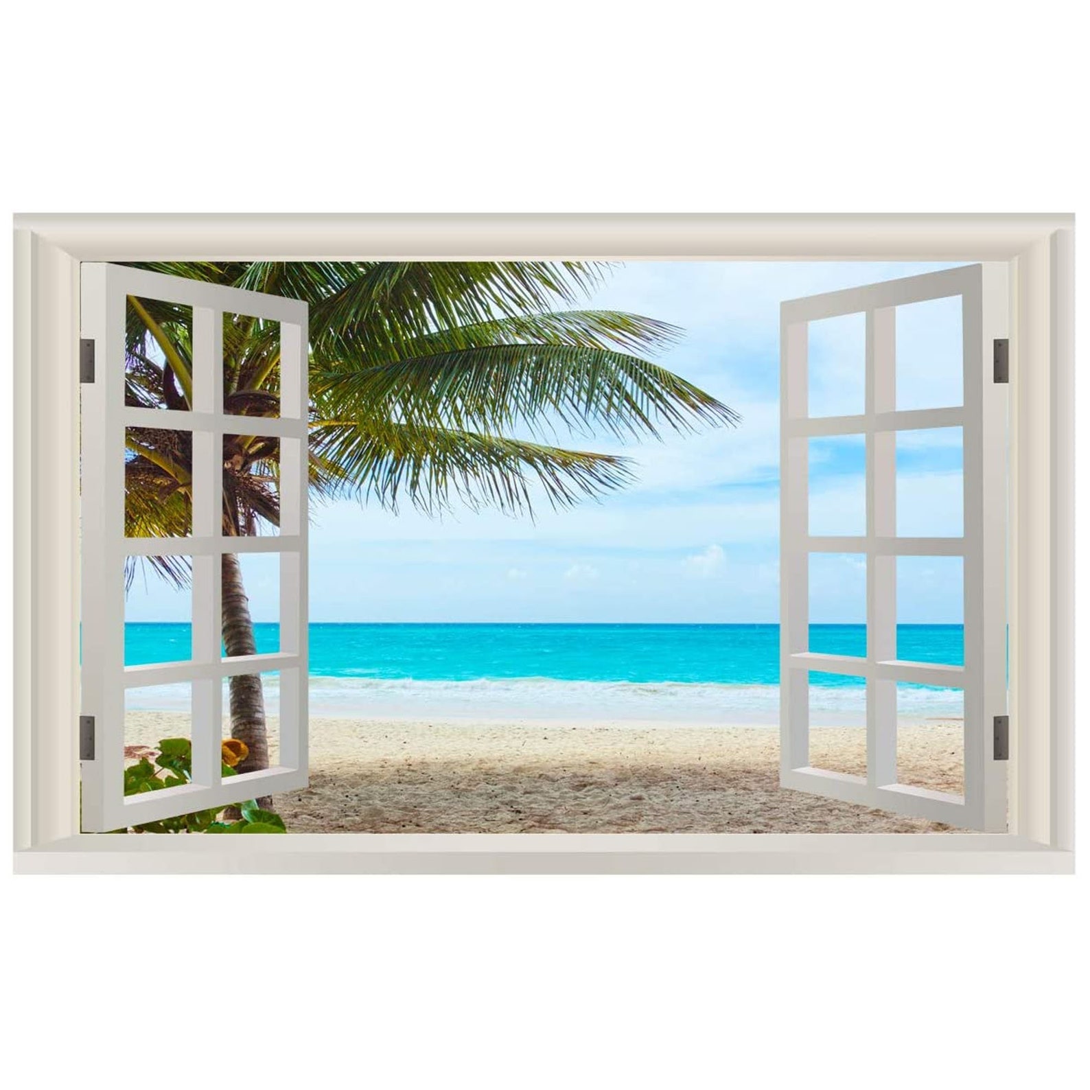 Wall Decal Beach Stickers 3D Window Wall Decal Ocean Beach Etsy