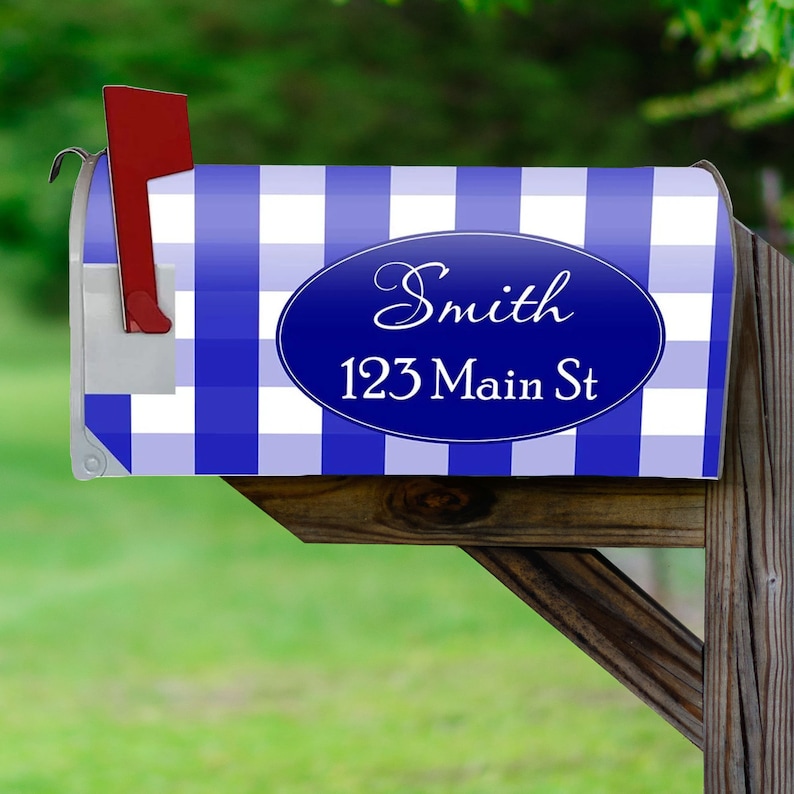 Custom Address Mailbox Covers Personalized Plaid Etsy