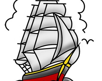 Decals Decal pirate sailing ship Tattoo style Vehicle st7 22932 