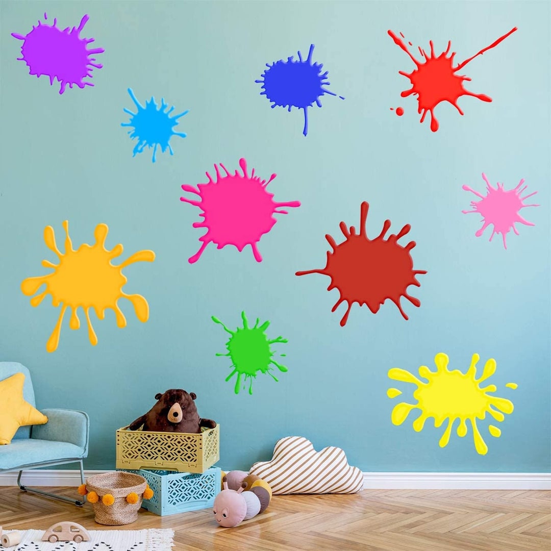 Paint Splatter Wall Decals Splotches Stickers Color Splash Art Peel and Stick Removable 10 PCS