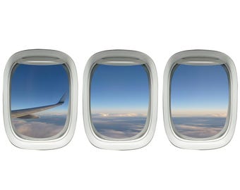 Custom Facing Set of 3 Airplane Window Wall Decals