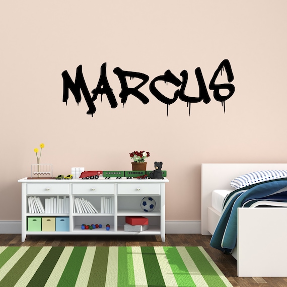 Sticker Mural Personnalisé Prénom Enfant - Style Graffiti Déco Chambre - Autocollant Créatif