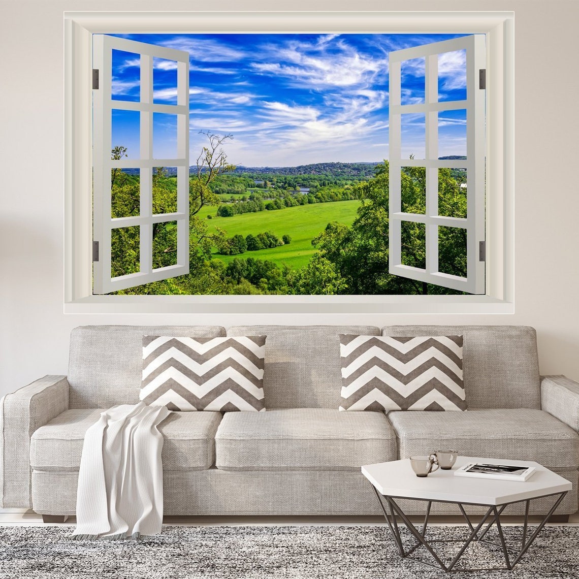 VWAQ Vinyl Nature Window Wall Decal Landscape Scenic Mural Etsy