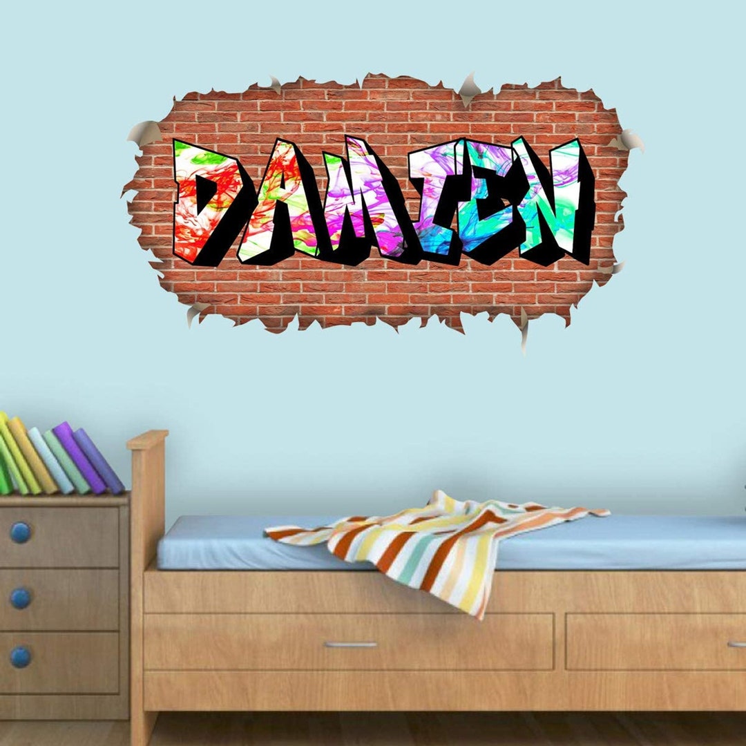Graffiti Name Wall Decal Custom Kids Hip Hop Sticker Peel and Stick