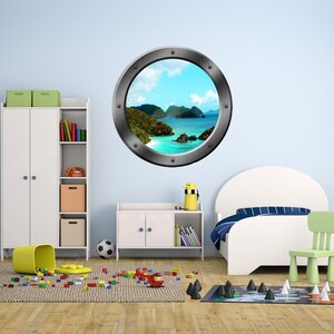 Ocean View Wall Decal Porthole Graphic Vinyl Sticker - VWAQ PO8