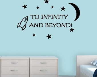 Vers l'infini et au-delà ! - Stickers muraux pour chambre de garçons - Citations d'art mural en vinyle pour chambre d'enfants - VWAQ
